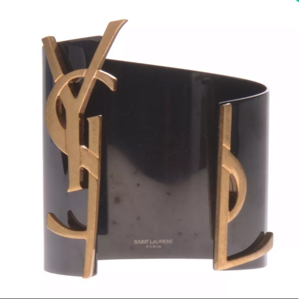 SAINT LAURENT Open Cuff Bracelet Wide Ysl gold